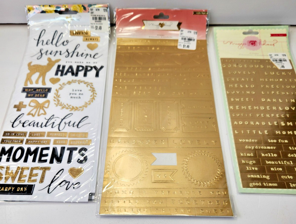 3 NEW MAGGIE HOLMES CRATE PAPER STICKER PACKS OPEN BOOK BLOOM STYLEBOARD