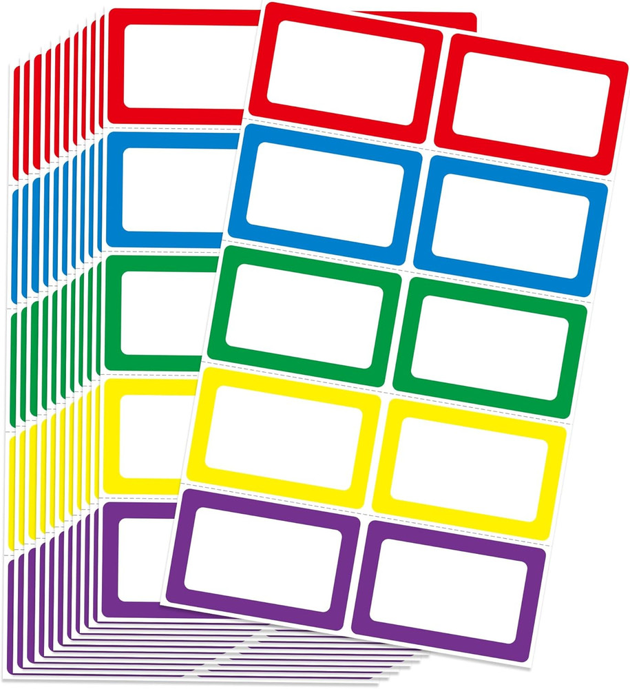 200 Stickers – 3.5″ X 2.25″ Colors Plain Name Tags Stickers with Perforated Line