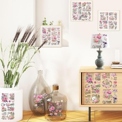 Vintage Floral Rub on Transfers for Crafts: 8×10 inches, Pink Flower