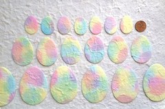 45 Eggs Easter egg Pastel Batik Handmade Mulberry Paper cards basket scrapbook