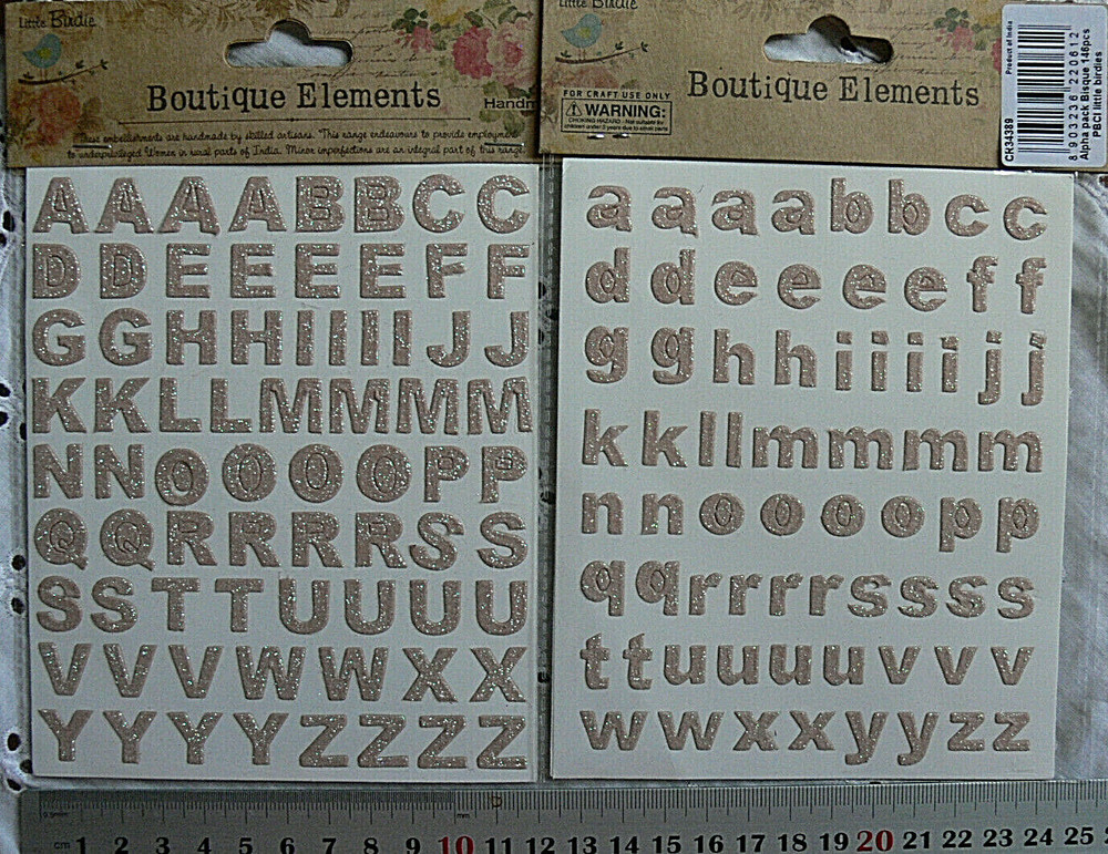 Letter Stickers Small Glitter Flat Sticker 10-12mm high – 2 Colour Choice MH