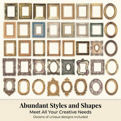 80 Pcs Vintage Baroque Frame Stickers for Scrapbooking, Aesthetic Colorful1