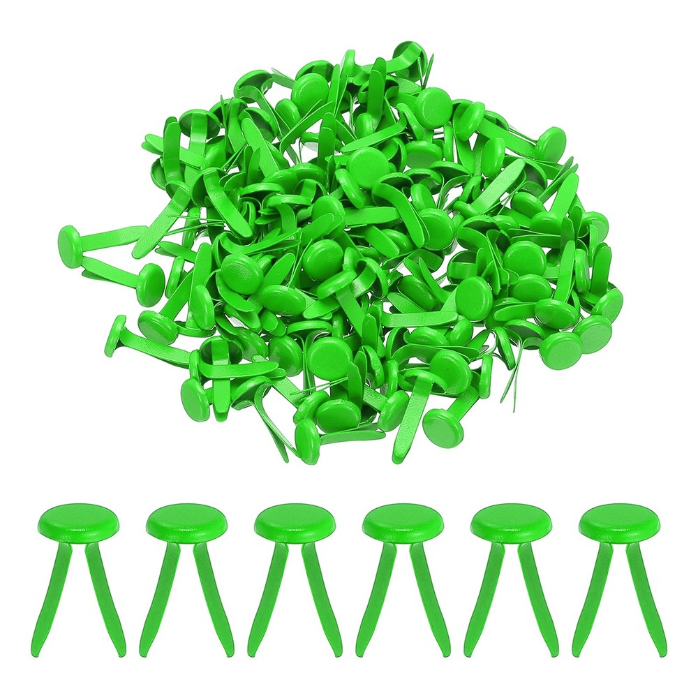 Brads for Paper Crafts, 150 Pcs Green Metal Round Paper Fasteners, 16 mm