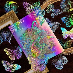 300Pcs Holographic Stickers, Waterproof Colorful Butterfly and Magic World Resin