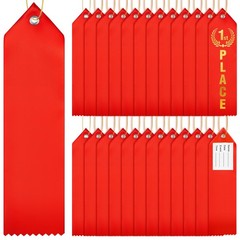 Blank Award Ribbons DIY Medal Prize Card Rope Sports Competitions Red 36 PCS