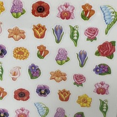 Vintage Hallmark Stickers Flowers Small Bright Colors 4 Sheets New 1990