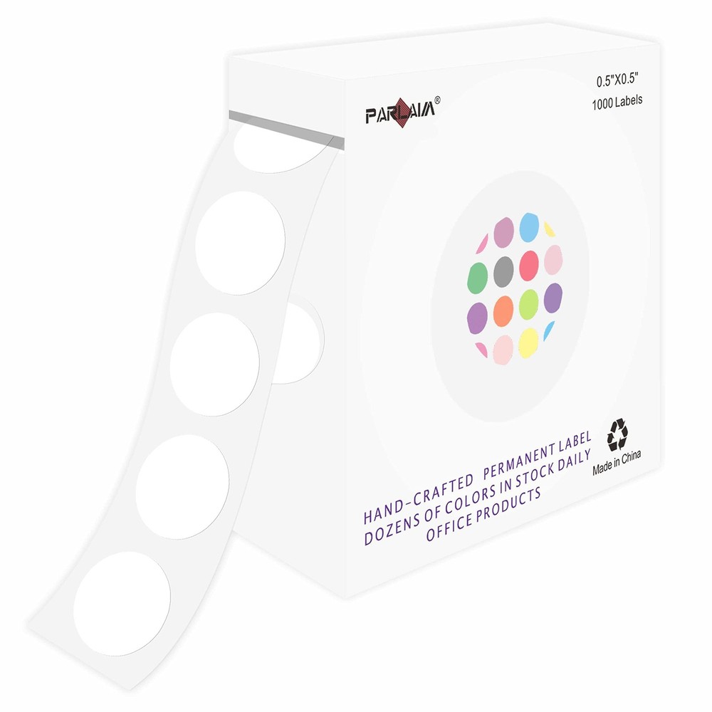 0.5″ Round Color Coding Circle Dot Labels on a Roll, 1000 Stickers in Plastic…