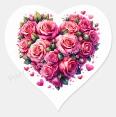 PINK ROSES ENVELOPE SEALS LABELS STICKERS PARTY FAVORS – (Heart Shaped)