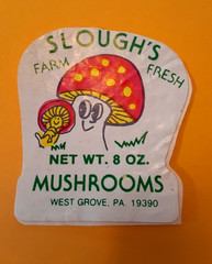 vintage 80s Slough’s Farm Fresh Mushrooms *restored* *damaged*