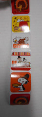 PEANUTS THANKSGIVING Snoopy Woodstock 100 Stickers Roll 1.5 x 1.5″each