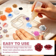 20mm Resin Rose Flatback Charms, 40 Pcs Cabochon Embellishment, Red