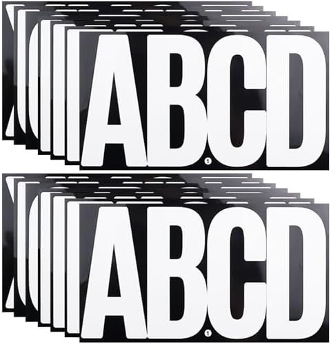 6 Inch Large White Letters Stickers, 76 Pieces Self Adhesive Alphabet
