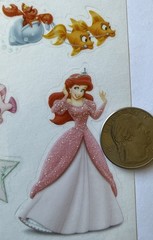 GLITTERED PRINCESS ARIEL Mylar Stickers(18pc)Disney•Little Mermaid•Card Making•