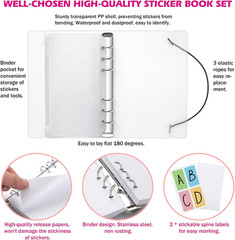 SUNEZLGO Reusable Sticker Album with Pockets, 100 Sheets, Blank Sticker Book wit