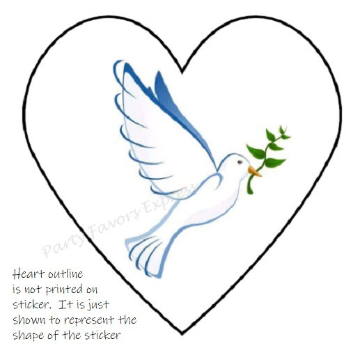 DOVE ENVELOPE SEALS LABELS STICKERS PARTY FAVORS – (Heart Shaped Stickers)