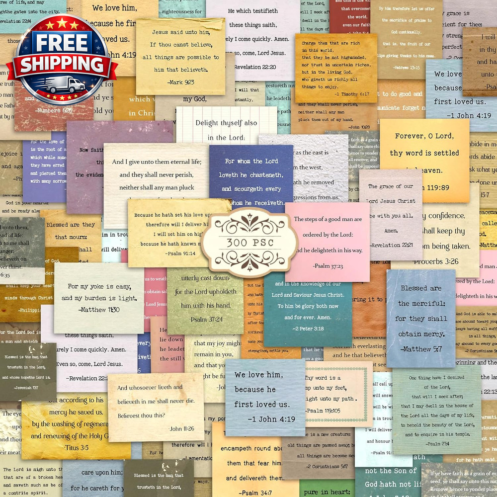 300 PCS Vintage Bible Verse Stickers, Typewriter Style Christian Stickers, Inspi