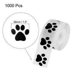 Adhesive Label Stickers Transparent Black 1000Pcs Paw Stickers 1.5″ Stickers