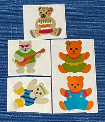 Vtg 80’s Hambly Studios Teddy Bear Mylar Foil Sticker Mod Lot Clothed Gym Guitar
