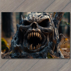 STICKER Evil Tree Stump Mouth Forest Teeth Dark Woods Horror Roots Demon Growl