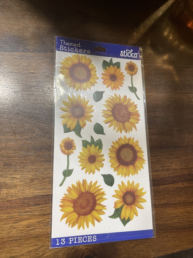 FLOWERS Sunflower Bloom Flower Sunflowers Bright Yellow Gold Sticko Stickers