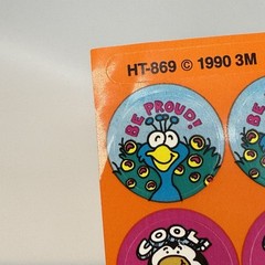Vintage Stickers Scratch N Sniff Orange 3M 1990 HT-869 Bird Peacock Owl Penguin