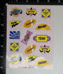 Vtg Encouragement Stickers 3M 1989 HT-854 Fantastic Great Job Wow