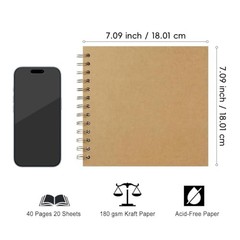 DIY Scrapbook Album 7×7 Inch Hardcover Kraft Paper Memory Photo Book 40 Pages