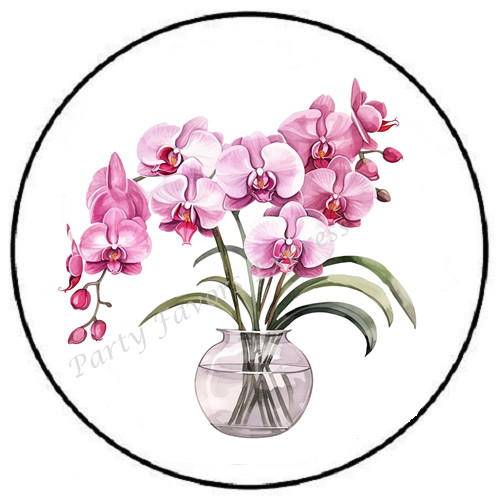 ORCHIDS IN A VASE ENVELOPE SEALS LABELS STICKERS PARTY FAVORS