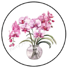 ORCHIDS IN A VASE ENVELOPE SEALS LABELS STICKERS PARTY FAVORS