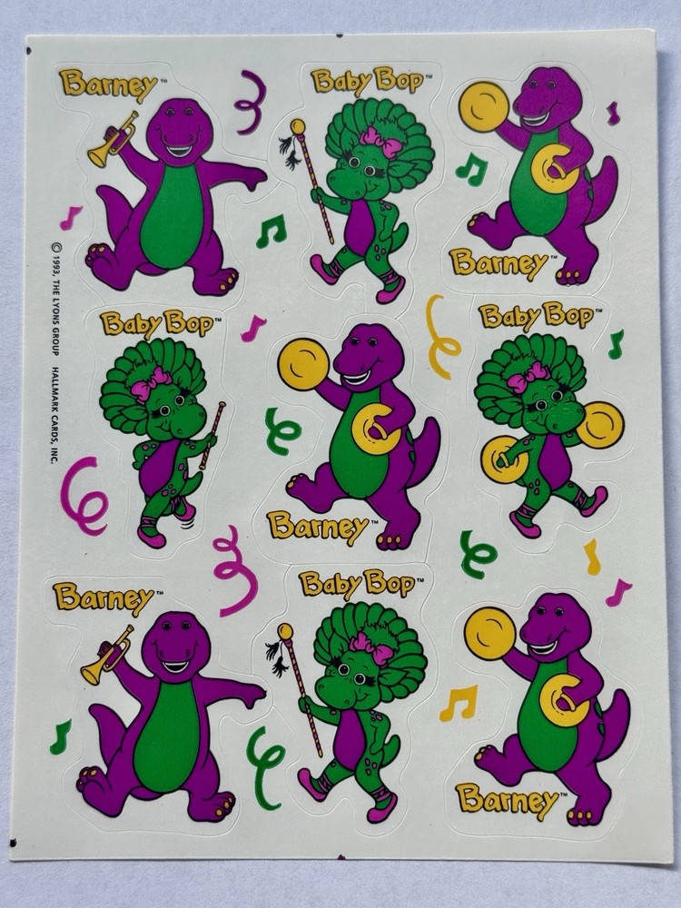 Barney Baby Bop Dinosaur Stickers New