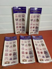 Vintage Heartline Hallmark 5 sealed packs 1990S fashion handbag purse stickers