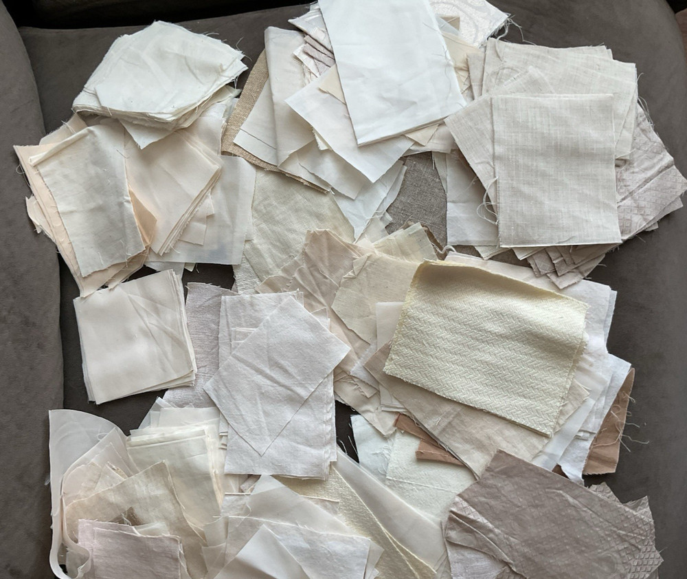 Assorted Beige Cream Off White Fabric Scraps Vintage Slow Stitch Crafts – 25