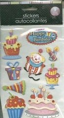 HAPPY BIRTHDAY Cake Presents Party Hat Candles Clown Stickers