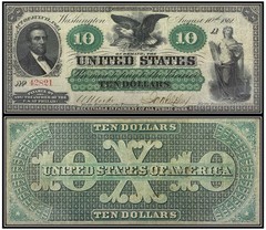 $10 Ten Dollar 1861 Demand Note (US CURRENCY STICKERS) (Lot Of 2)