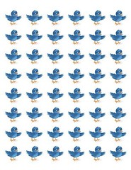 48 CUTE BLUE BIRD ROBIN ENVELOPE SEALS LABELS STICKERS 1.2″ ROUND