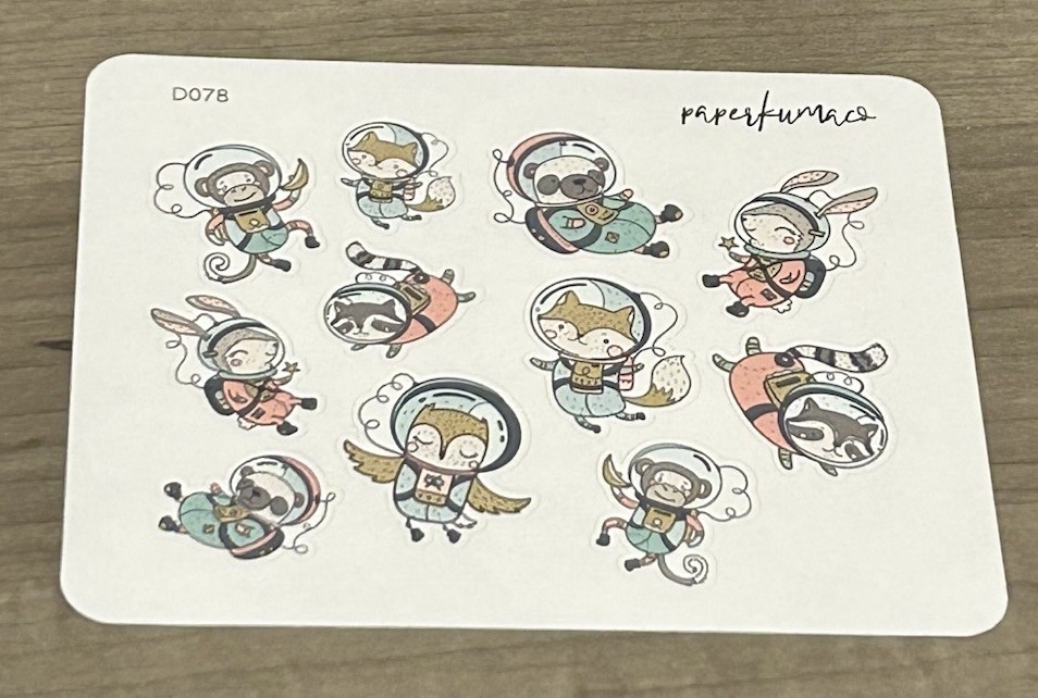 NEW Paper Kuma Co Space Critters Sticker Sheet PaperKumaCo Stickers
