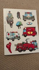 Vintage Stickers Dennison Lot Of 2 Sheets Emergency Vehicles, Rewards/ Badges