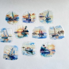 Island Paradise Sailboat Flake Stickers Vacation Scrapbooking Junk Journaling