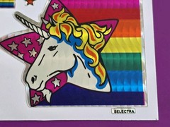 VTG 80s Selectra Rainbow Unicorn Sticker Stars Prism A 1514 HTF Rare