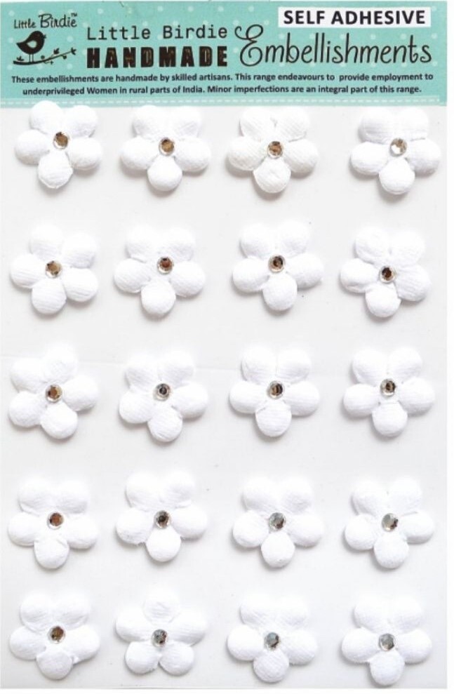 Embossed Jeweled Daisies – White, 20/pk – Little Birdie CR70270