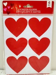 Heart Scratch Off Stickers 2.5″ or 1.5″ Red Silver Pink Valentines Day DIY Craft
