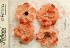 Burlap Flowers 4 x APRICOT Approx 55-60mm across & varied centres Petaloo BUR C