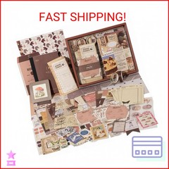 YagCu 348 Pcs Scrapbooking Kit, Vintage Junk Journal Supplies for Adult, Large C