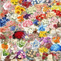 100pcs Vintage Floral Stickers Transparent Waterproof Flower Decals Scrapbook
