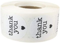 500 White Thank You Stickers – 1 Inch Round Adhesive Labels for Packaging, Gifts