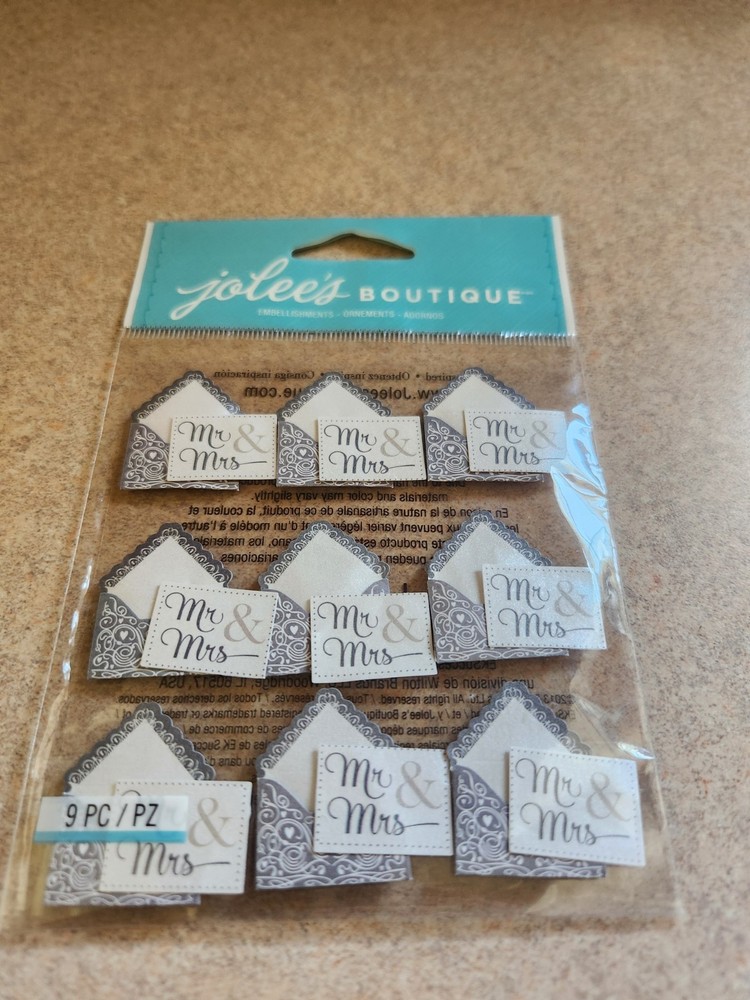 Jolees Boutique Mr & Mrs Envelope Repeat Dimensional stickers
