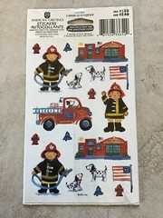 VINTAGE AMERICAN GREETING STICKETY DOO DA POLICEMEN FIREMEN 2 DESIGNS 4 SHEETS *