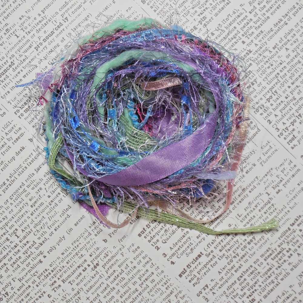 Fiber Yarn Sample Pack «Mermaid» 12 yds Craft Embellishments Slow Stitch Weaving