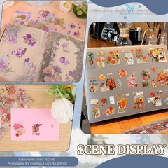 555PCS Vintage Flower Stickers PET Waterproof Scrapbook Journal Planner Decor
