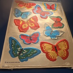 Vintage 80s Stickers Hallmark Razzle Dazzle Butterflies Sealed 4 Sheets